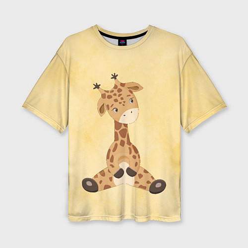 Женская футболка оверсайз Малыш жираф / 3D-принт – фото 1