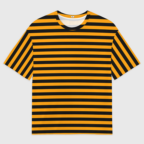Женская футболка оверсайз Черно-оранжевые полосы - пчелиный образ / 3D-принт – фото 1