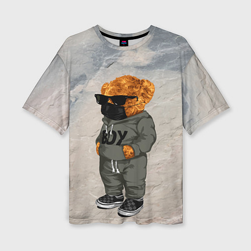 Женская футболка оверсайз Медведь в маске / 3D-принт – фото 1