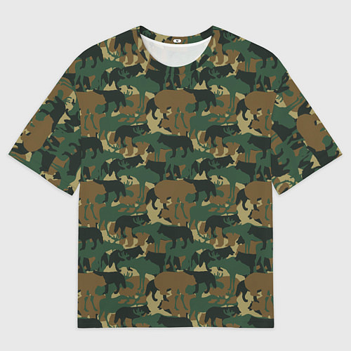 Женская футболка оверсайз Звери - камуфляж / 3D-принт – фото 1