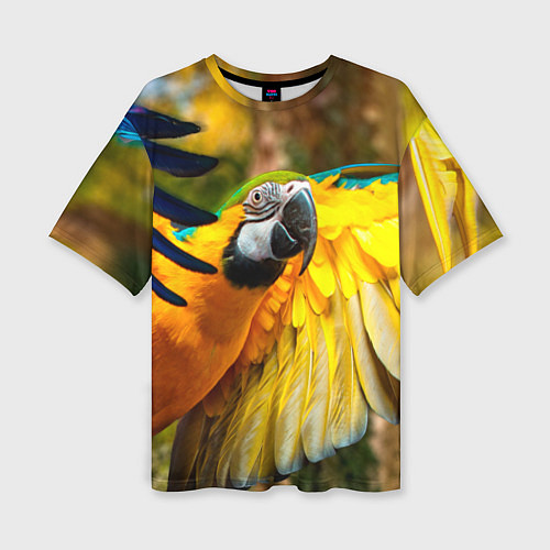 Женская футболка оверсайз Взлёт попугая / 3D-принт – фото 1