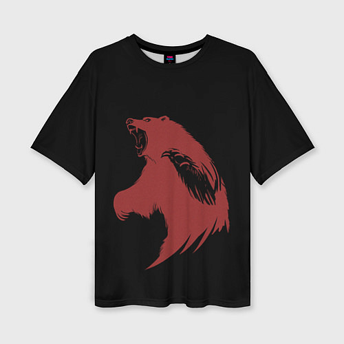 Женская футболка оверсайз Red bear / 3D-принт – фото 1