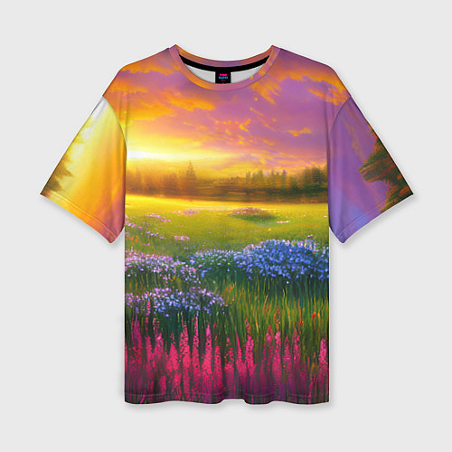 Женская футболка оверсайз Летний закат / 3D-принт – фото 1