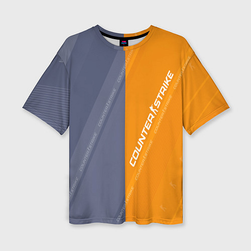 Женская футболка оверсайз Counter Strike 2 Blue Orange Pattern / 3D-принт – фото 1
