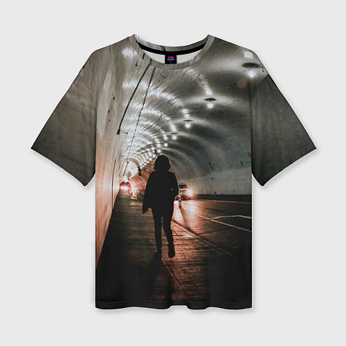 Женская футболка оверсайз Ночной тоннель / 3D-принт – фото 1