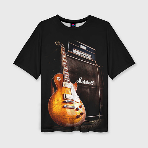 Женская футболка оверсайз Рокерская гитара / 3D-принт – фото 1