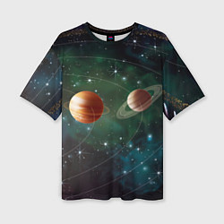 Женская футболка оверсайз Планетная система