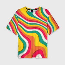 Женская футболка оверсайз Множество красочных линий