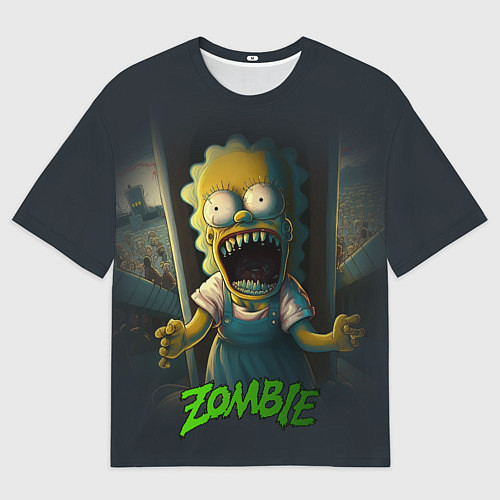 Женская футболка оверсайз Лиза Симпсон зомби / 3D-принт – фото 1