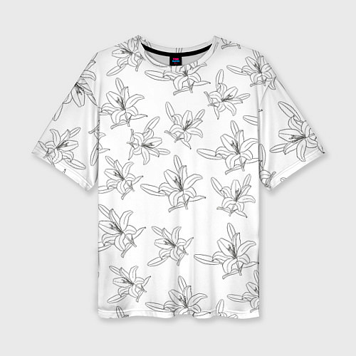 Женская футболка оверсайз Лилия цветочный паттерн / 3D-принт – фото 1