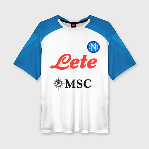 Женская футболка оверсайз Виктор Осимхен Наполи форма 2223 гостевая / 3D-принт – фото 1