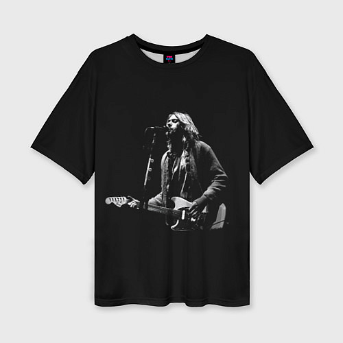 Женская футболка оверсайз Курт Кобейн с гитарой / 3D-принт – фото 1
