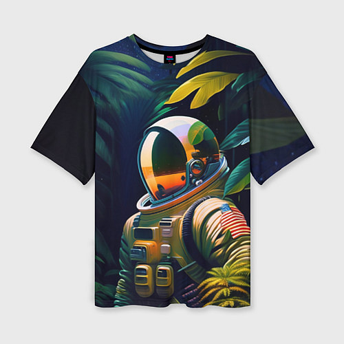 Женская футболка оверсайз Космонавт в зарослях / 3D-принт – фото 1