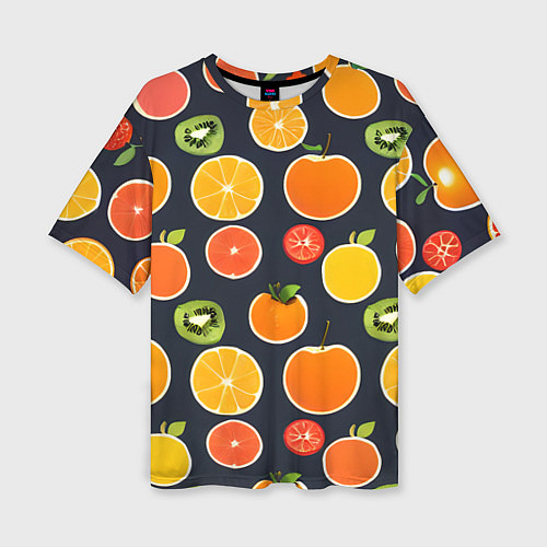 Женская футболка оверсайз Фрукты и ягоды / 3D-принт – фото 1