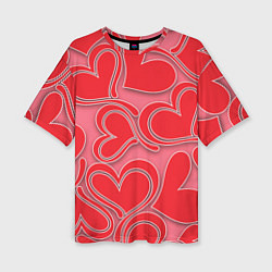 Женская футболка оверсайз Love hearts