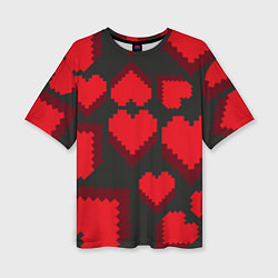 Женская футболка оверсайз Pixel hearts