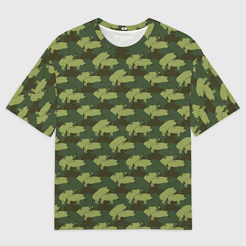 Женская футболка оверсайз Свиньи 18 камуфляж / 3D-принт – фото 1