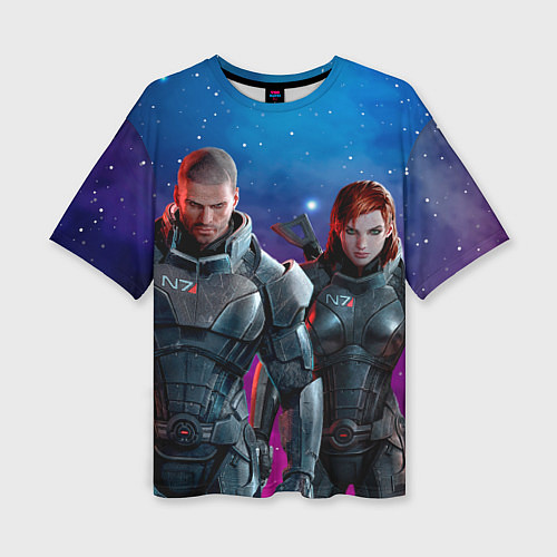 Женская футболка оверсайз Mass Effect N7 space / 3D-принт – фото 1