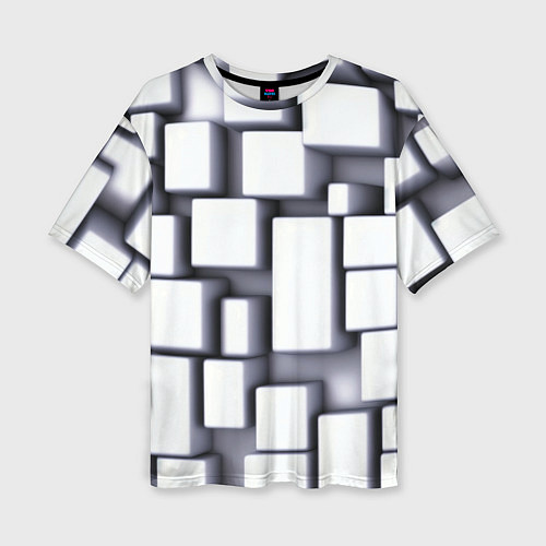 Женская футболка оверсайз Объемные белые плиты / 3D-принт – фото 1