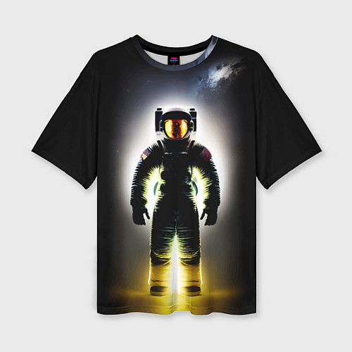 Женская футболка оверсайз Неоновый космонавт - нейросеть / 3D-принт – фото 1
