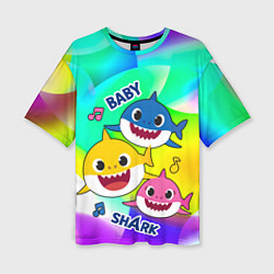 Женская футболка оверсайз Baby Shark Brooklyn and friends