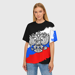 Футболка оверсайз женская Триколор - герб РФ, цвет: 3D-принт — фото 2