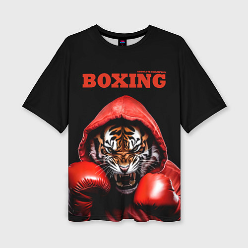 Женская футболка оверсайз Boxing tiger / 3D-принт – фото 1