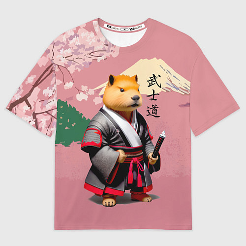 Женская футболка оверсайз Капибара - Бусидо - кодекс самурая / 3D-принт – фото 1