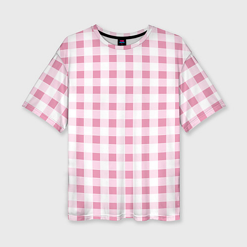 Женская футболка оверсайз Барби-розовый: клетка / 3D-принт – фото 1