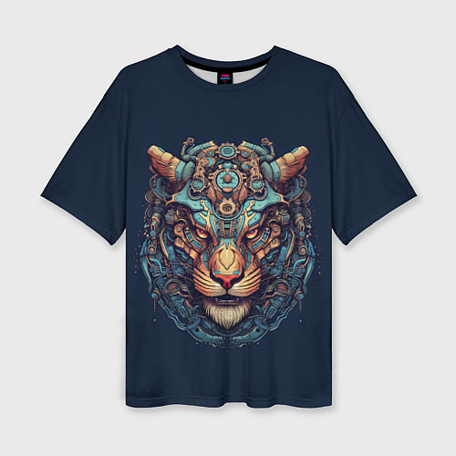 Женская футболка оверсайз Механический тигр / 3D-принт – фото 1