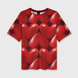 Футболка оверсайз женская Red hearts, цвет: 3D-принт