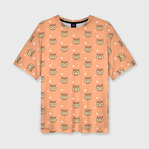 Женская футболка оверсайз Паттерн милой совы / 3D-принт – фото 1
