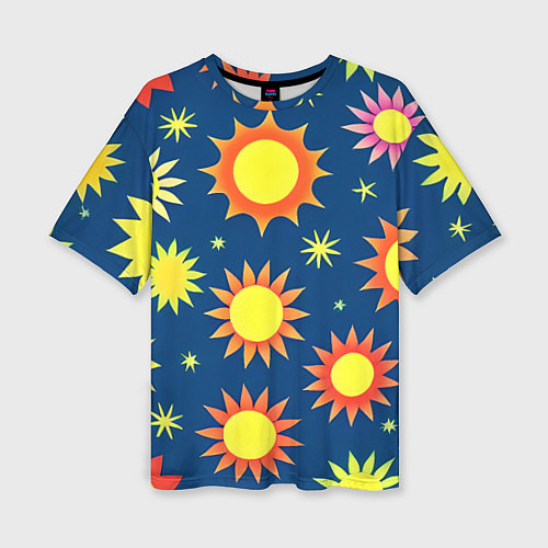 Женская футболка оверсайз Цветы солнца / 3D-принт – фото 1