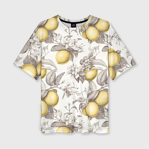 Женская футболка оверсайз Лимоны - винтаж графика: паттерн / 3D-принт – фото 1