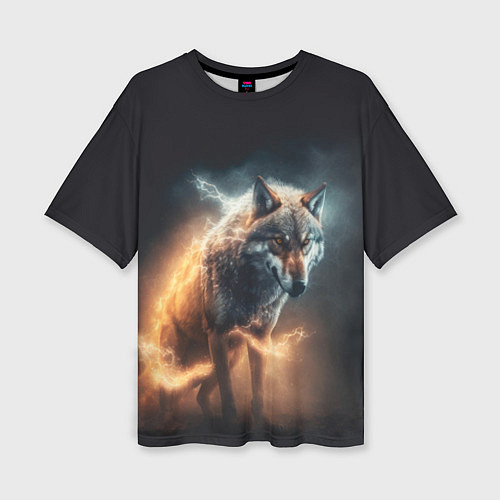 Женская футболка оверсайз Стихия волка / 3D-принт – фото 1