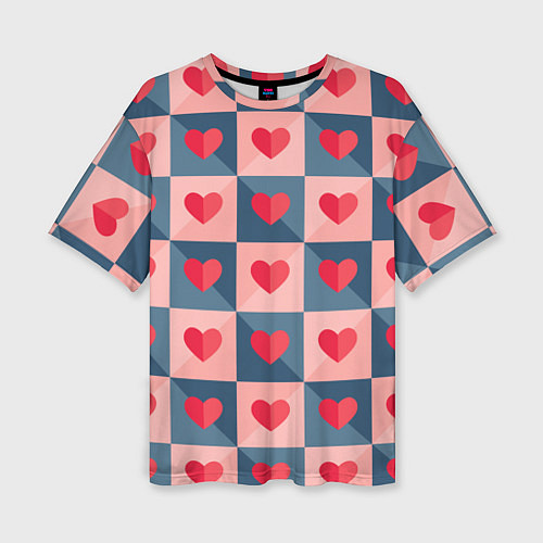 Женская футболка оверсайз Pettern hearts / 3D-принт – фото 1
