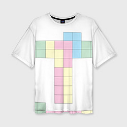 Женская футболка оверсайз Тетрис буква т падающие блоки