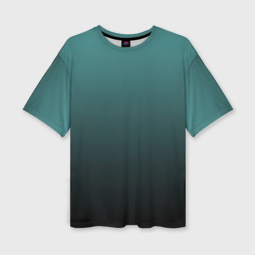 Женская футболка оверсайз Градиент зелено-черный / 3D-принт – фото 1