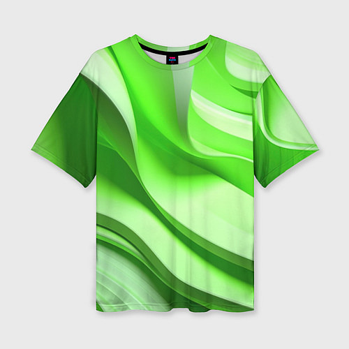 Женская футболка оверсайз Светлые зеленые волны / 3D-принт – фото 1