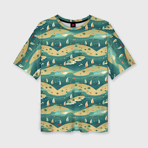 Женская футболка оверсайз Парусники в море / 3D-принт – фото 1
