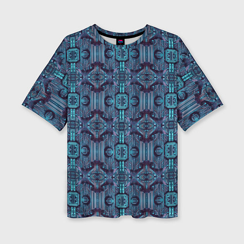 Женская футболка оверсайз Сине-фиолетовый киберпанк / 3D-принт – фото 1