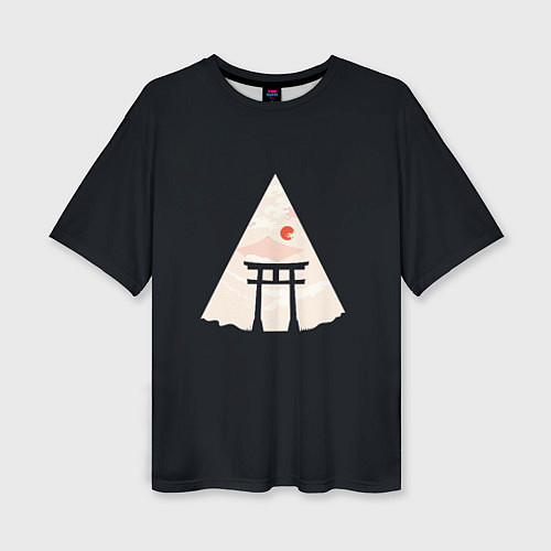 Женская футболка оверсайз Японские ворота Тории в горах / 3D-принт – фото 1