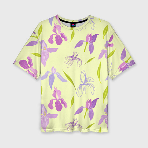 Женская футболка оверсайз Фиолетовые лилии / 3D-принт – фото 1