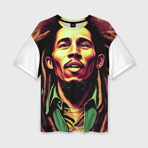 Женская футболка оверсайз Digital Art Bob Marley in the field / 3D-принт – фото 1