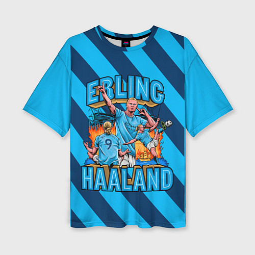 Женская футболка оверсайз Эрлинг Холанд ФК Манчестер Сити 9 / 3D-принт – фото 1