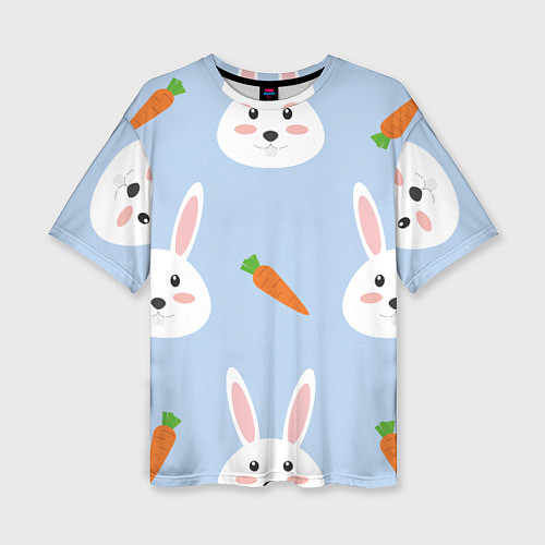Женская футболка оверсайз Зайчики и морковки / 3D-принт – фото 1
