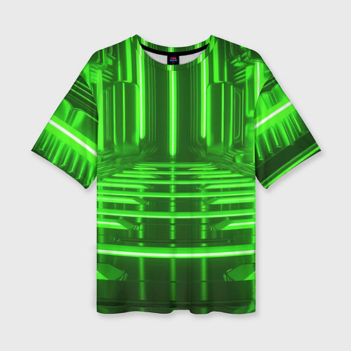 Женская футболка оверсайз Зеленые световые объекты / 3D-принт – фото 1
