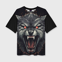 Женская футболка оверсайз Серый волк