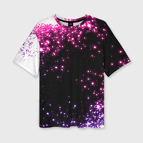 Женская футболка оверсайз Неоновые звезды - neon / 3D-принт – фото 1