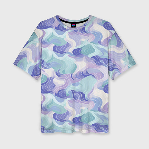 Женская футболка оверсайз Абстрактные волны разноцветные / 3D-принт – фото 1